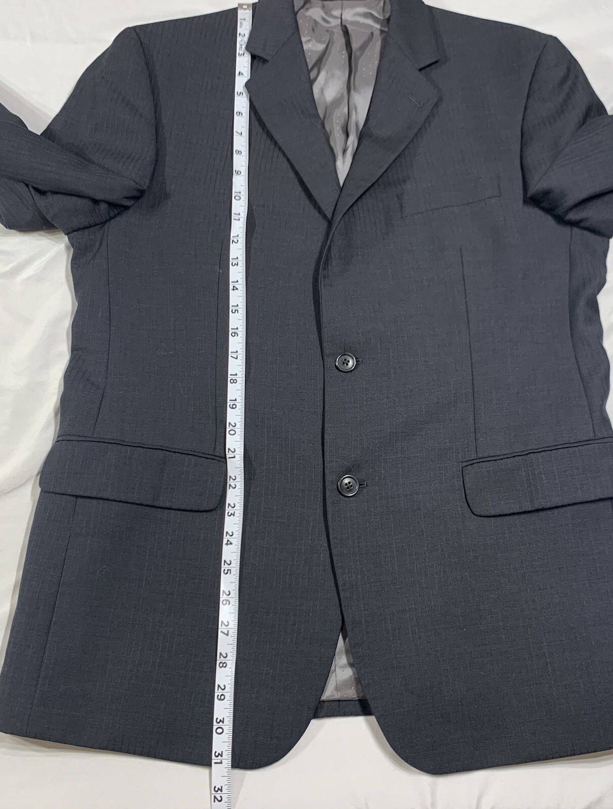 Calvin Klein Mens Wool Pinstripe 2 Button Dual Vent Blazer Jacket Black Size 40R thumbnail 7