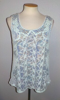 GIMMICKS BY BKE MISSES SIZE LARGE MINT GREEN LAYERED SLEEVELESS SLEEVELESS TOP