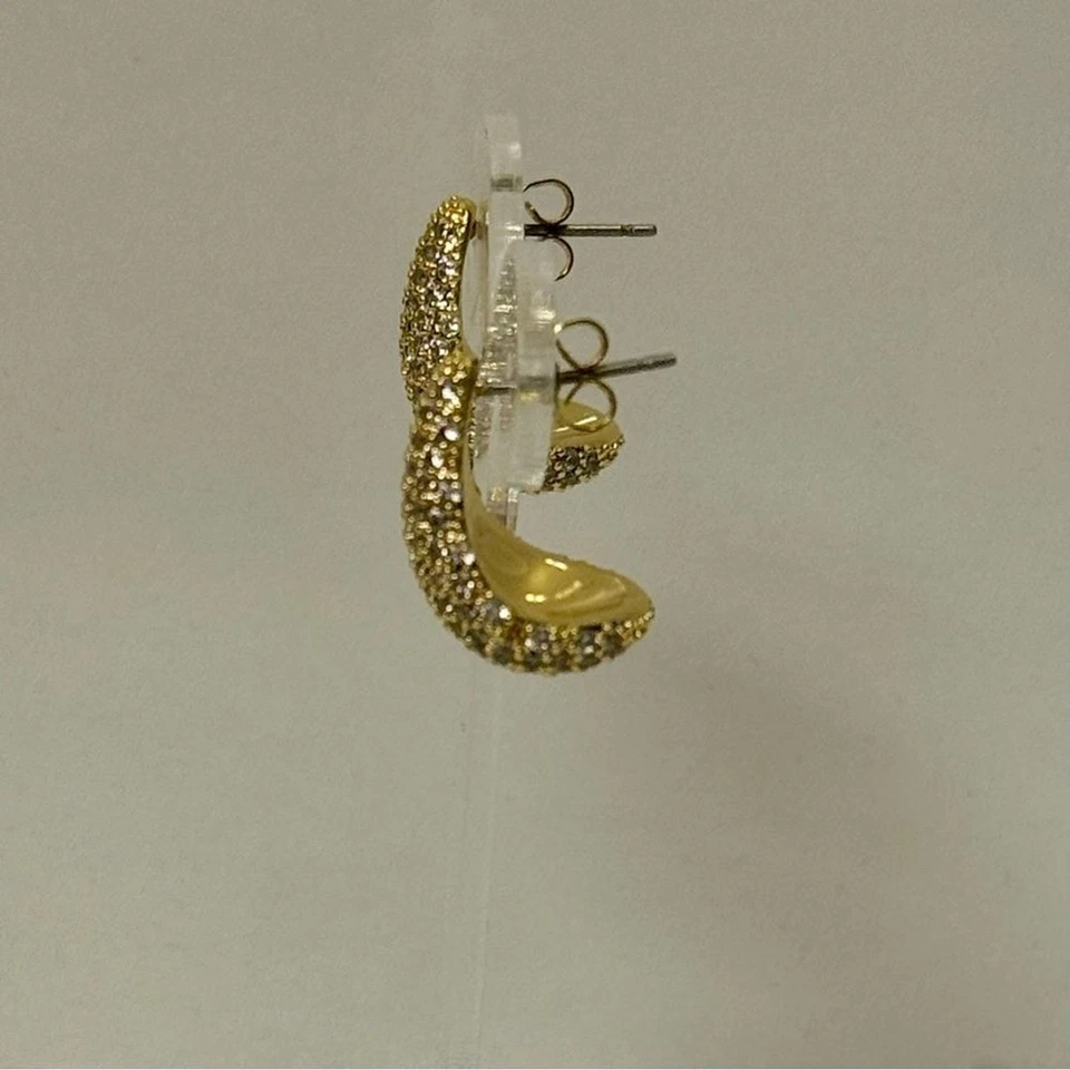 Pendientes Gorjana Nuevos Bancos Brillantes Chapados en Oro 18k Latón y Circonita Blanca Foto 2 de 4