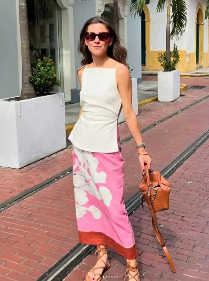 NWT_ZARA SS24 MID-RISE MIDI LINEN BLEND PENCIL SKIRT FLORAL