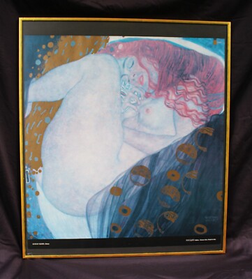Reproduktion des Gemäldes ''Danae'' von Gustav Klimt im Alu-Rahmen. 
