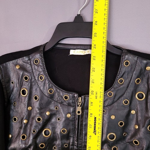 Chaqueta para mujer Caprice cremallera frontal cuero piel de cordero manga larga negra talla L - Imagen 4 de 12