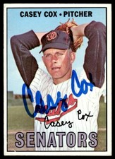 1967 Topps Baseball Casey Cox Auto Washington Senators #414 Signed