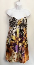 CACHE Made In USA 100% Silk Dress Sz 10 Mini Bodice Floral Date Night Sexy Satin
