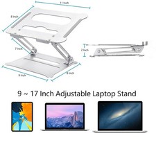 Adj Laptop Tilting Aluminum Stand Portable Computer Riser Multi Angle Hold9" 17"