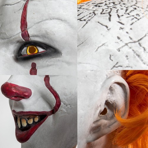 Pennywise Clown Mask Stephen IT Halloween Cosplay Full Mask Costume USA - Picture 3 of 10