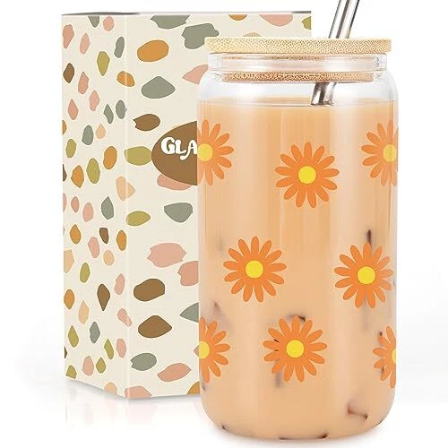 Glass Cups With Lids And Straws Cute Coffee Cups With Lids And