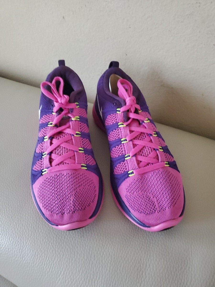 Nike Womens Flyknit Lunar Pink Purple Running Shoes Sneakers