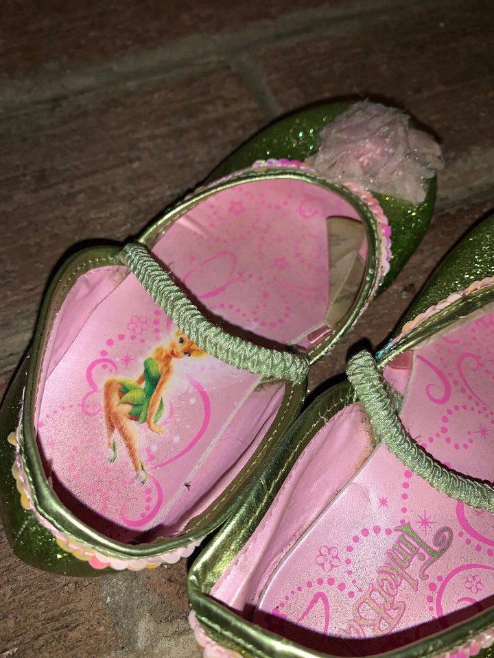 Disney Tinker Bell Ballet Pisos Hadas Brillo Zapatillas Zapatos Talla 9 10 ❤️tb9j10 Foto 3 de 4