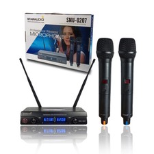 2 Channel Audio UHF Wireless Microphone System Pro Dynamic Handheld Mic Karaoke