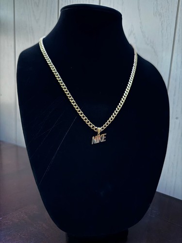 NIKE Halskette - vergoldet - 5 mm Cuban - 22" Kette - Vatertag Geschenk - Bild 2 von 2
