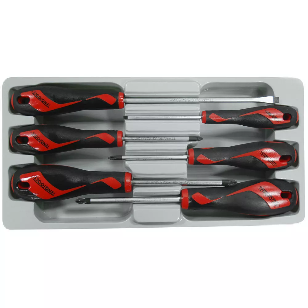 Teng Tools 6 Piece Mega Drive Mixed Screwdriver Set Case Slotted