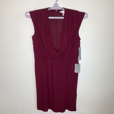 London Times Womens Cap Sleeve Midi Dress Maroon Sz 14 NWT