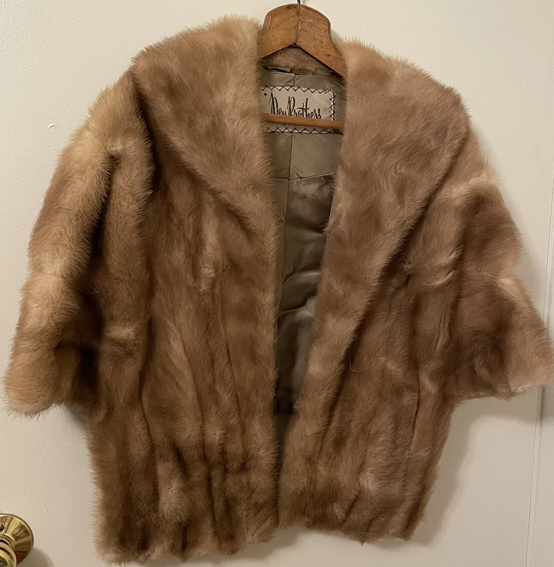 Vintage Honey Brown MINK Fur Stole Shawl Jacket Coat Cape Wrap Wedding Dey Bros