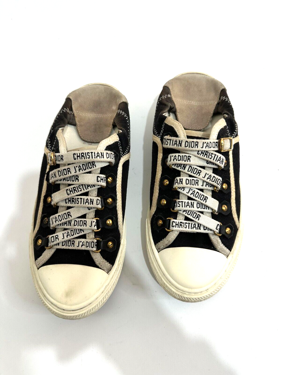 Walk'n'Dior Sneaker Black Canvas and White Suede Calfskin Walk'n'Dior Sneaker Black Canvas and White Suede Calfskin