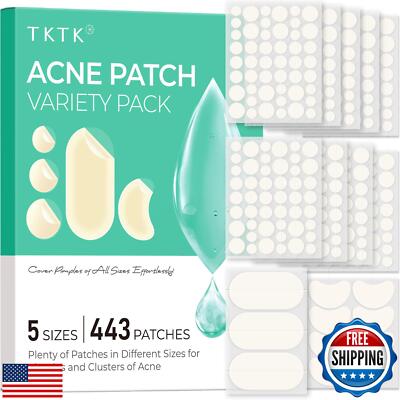 TKTK 443 Count Pimple Patches for Face, Hydrocolloid Acne Patch Bulk, Acne St