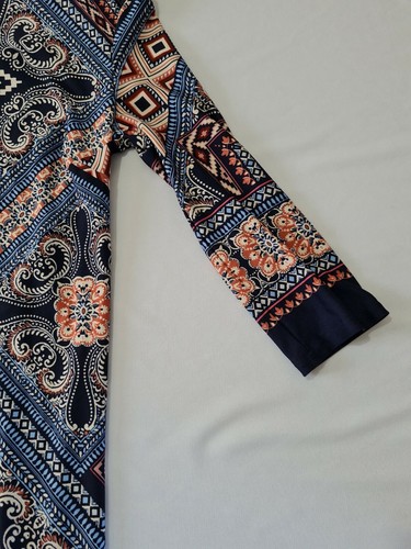 Ladies Dress Primark Size 8 3/4 Sleeve Blue Mix 5412 - Picture 3 of 11