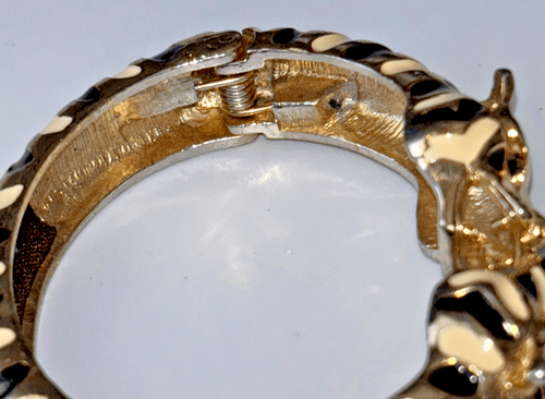 Vtg Natasha hinged cuff bracelet striped tiger/cheetah/dragon - Picture 7 of 8