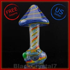 4.5" Handmade Thick Night Blue Swirl Mushroom Tobacco Smoking Bowl Glass Pipes