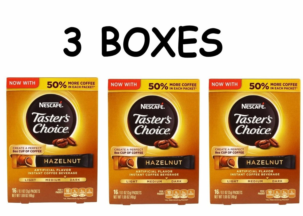 Nescafe, Taster's Choice, Instant Coffee, Hazelnut, 3 Boxes, 16
