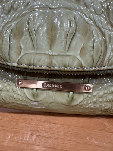 Brahmin Leather Wristlet Clutch Purse Light Green HTF - Picture 4 of 9