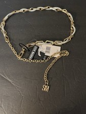 Ceinture Chaîne Argentée Steve Madden - 42 Pouces, Motif Cercles Entrelacés, Réglable