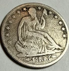 1853 - O Seated Liberty Half Dollar with Arrows & Rays