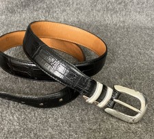 VTG Onyx Brighton Western Belt Men s 40 Alligator Print Black Leather Buckle USA