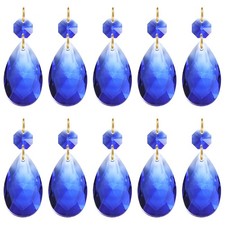 10Pcs Teardrop Crystal Chandelier 60mm Length Prisms Part Blue