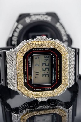 Black G-Shock DW-5600 5CT Natural Diamond Two Tone Yellow Bezel 