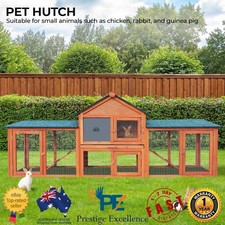Outdoor Wooden Pet Rabbit Hutch Chicken Coop Bunny House Run Double Storey Cage