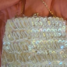 vintage 1960s Bridal Clutch Bag with Chain and Gold Frame Elegant Wedd