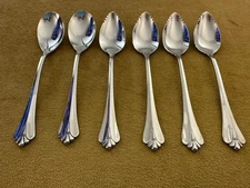 (2) Ice Cream & (4) Grapefruit Spoons Oneida Community ROYAL FLUTE Stainless EUC
