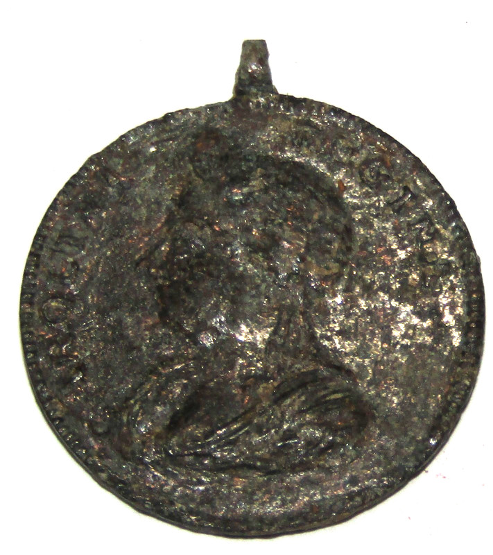 Indian Artifact Iroquois Jesuit Medal Era 1680's