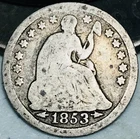 1853 Seated Liberty Half Dime 5C Arrows Ungraded Silver US Coin CC28283