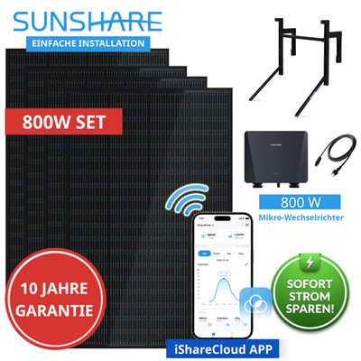 Sunshare Ray BKW 200W 1200W · Betonbalkon Set Plug & Play · Wand/Beton Halterung