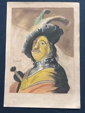 Rembrandt Van Rijn Drawing on paper (Handmade) signed and stamped mixed media.