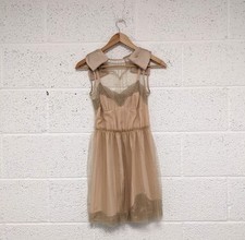 Rodarte for Target Slip Dress Tulle Layered Lace Trim Nude Pink Beige - Size XS