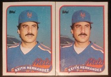 1989 TOPPS BOX CARD #G NEW YORK METS KEITH HERNANDEZ [2] HAND CUT 06854