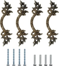 4Pcs Vintage Drawer Pull Handles- 6 Inch Hole Center Antique Bronze Cabinet D