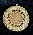 Vintage Regal Gems 1895 Indian Head Coin Pendant 2.25ct Gold Tone Necklace — photo 2