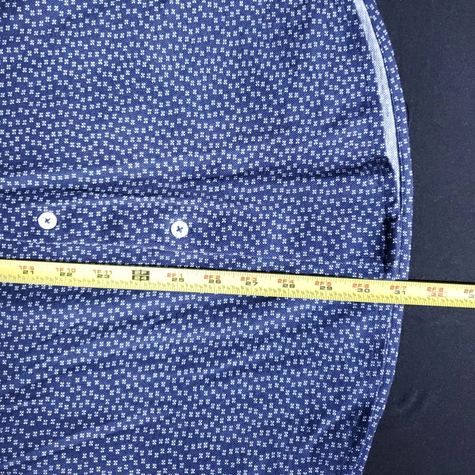 Рубашка Bugatchi на пуговицах мужская с длинным рукавом темно-синяя белая с геометрическим принтом повсюду M - Изображение 3 из 4