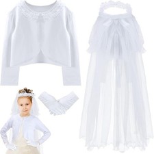 Haull Set of 3 First Communion Veil for Girl Wedding Dress Flower Veil Headband