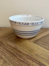 7” Round Small Mixing Bowl White Blue Flour Sugar Milk Kitchen Home