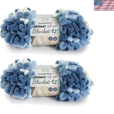 Alize Blanket-EZ 2 Pack Chunky Looped Yarn - Effortless Knitting in Denim Blues