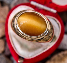 925 sterling silver oval ring with tiger's eye gemstone cocktail...