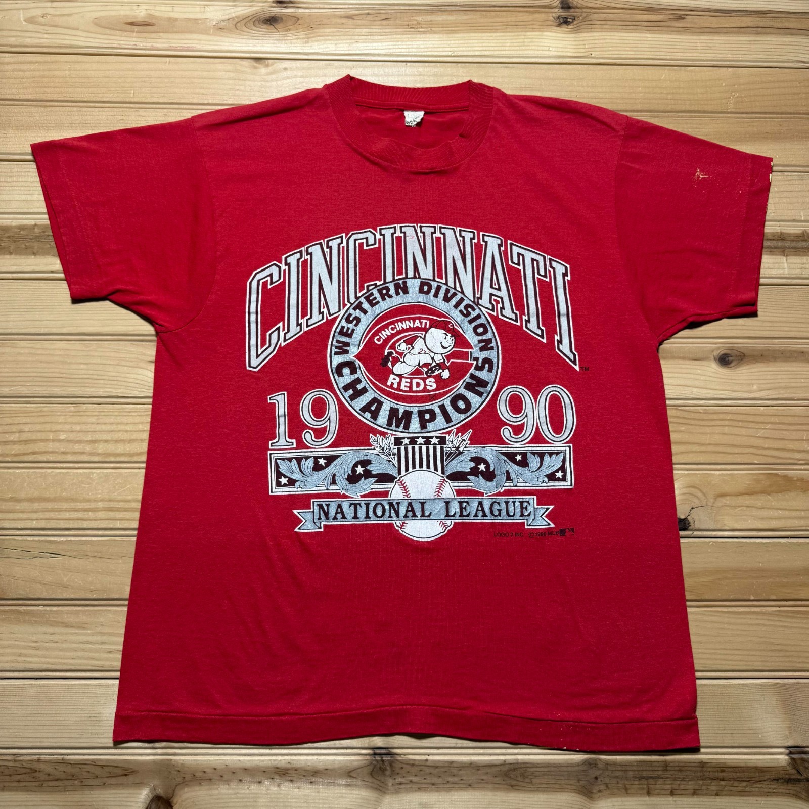 Vintage 1990 Cincinnati Reds Western Division Champs National League Shirt Large