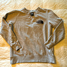The North Face Womens Gray Pullover Sweatshirt Crew Neck Logo Size M