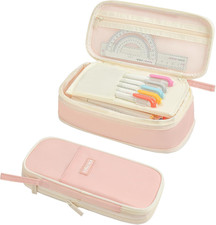 YOKUMA Cute Pencil Case for Girls Big Capacity Pencil Pouch Bag Box,Pink  Expan