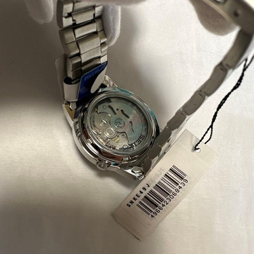 Seiko 5 SNKE49J1 Neuf Stock Ancien Argent Blanc St. Acier Automatique Montre - Photo 3 sur 4
